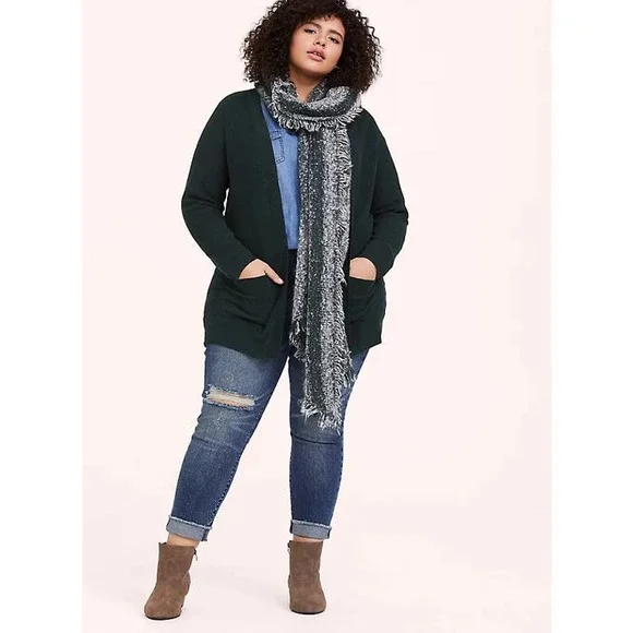 NWT Torrid Green Open Front Cardigan Sweater Top Pockets Plus Size: 5X (28) - Picture 3 of 4